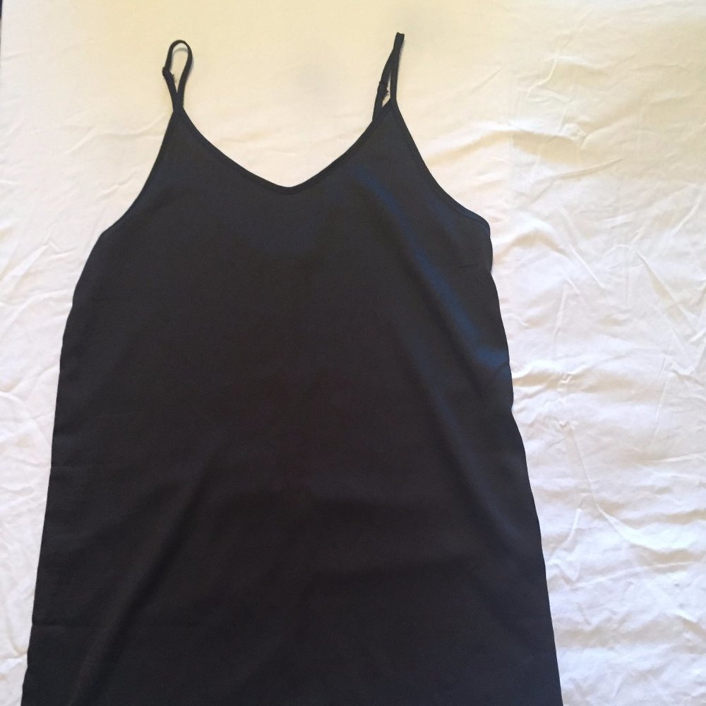 Sleeveless Satin Black Slip Dress